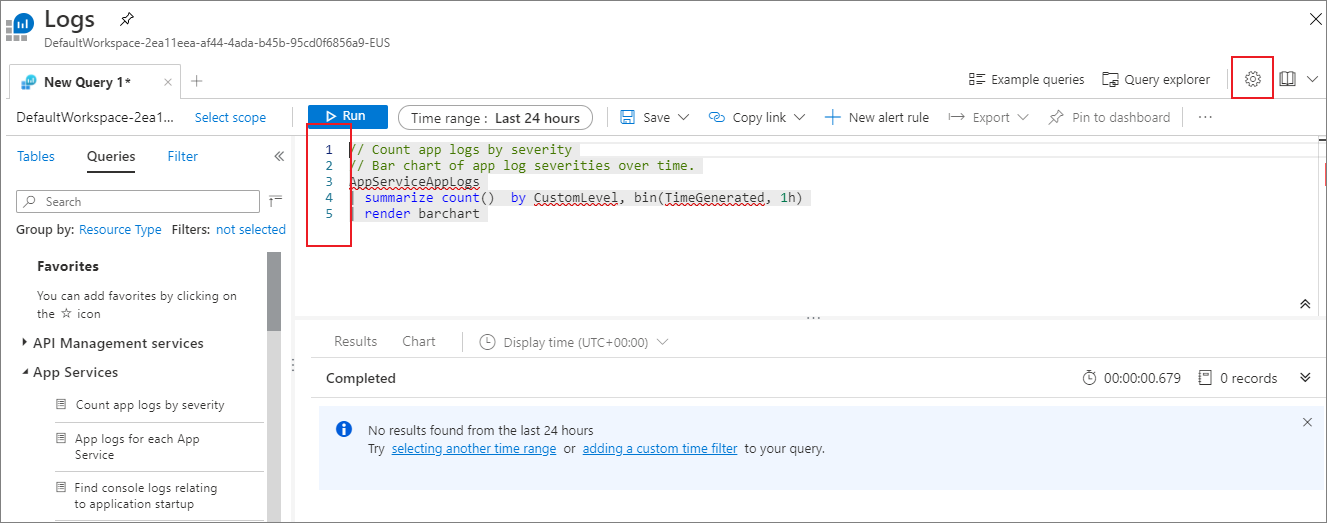 Azure Monitor - Log Analytics query editor with Row Numbers