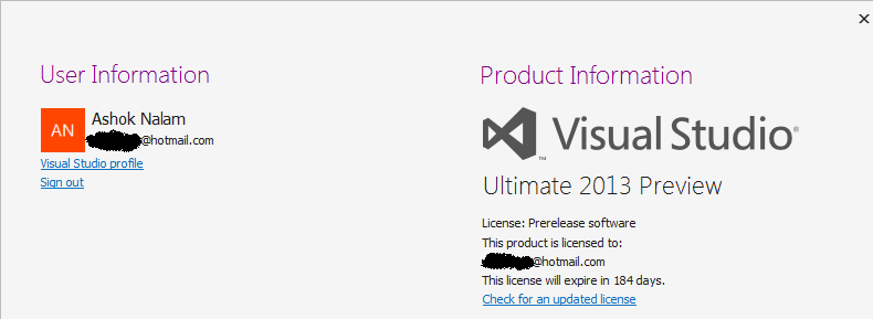 Extending license 14 day trial on a visual studio 2013 Preview release ...