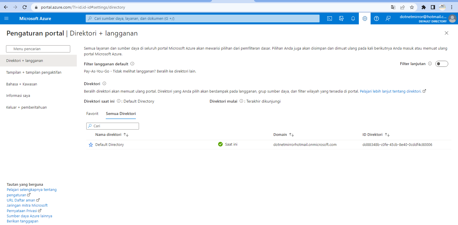 How to change language and regional settings in Azure Portal - DotNetMirror