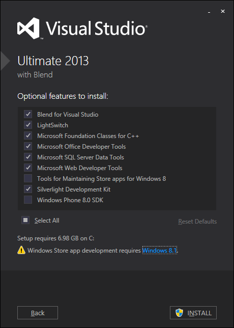 VisualStudio_2013_ultimate_features_to_install