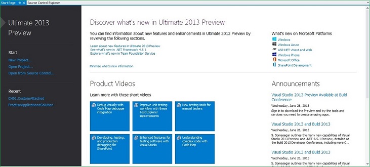 Visual Studio 2013 Start Page - More News, Product Videos and Announcements  - DotNetMirror