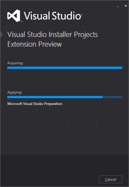 Visual Studio Installer Project Extension installation in-progress